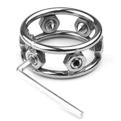 MenSteel Cockring en métal avec Pics Spikes Steel